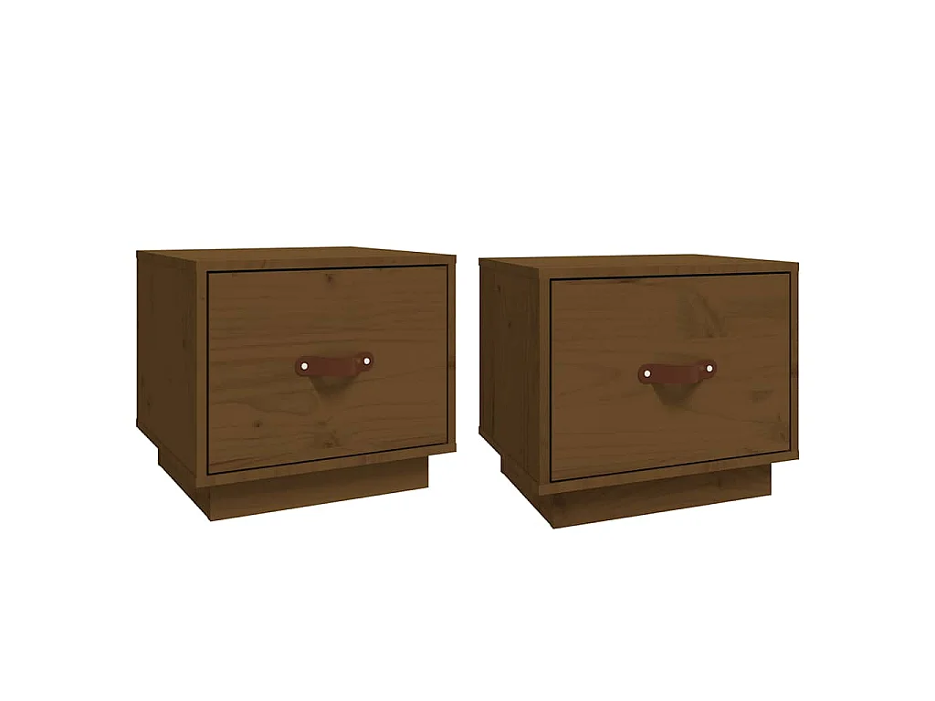 Tables de chevet 2pcs Marron miel 40x34x35cm Bois de pin massif