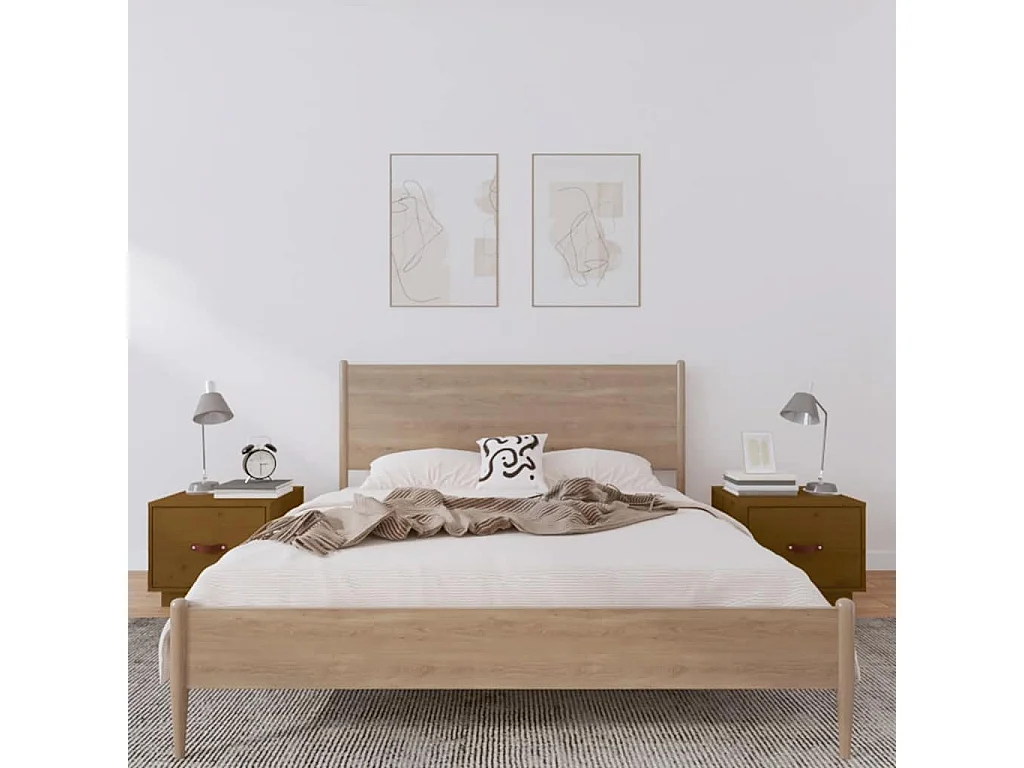 Tables de chevet 2pcs Marron miel 40x34x35cm Bois de pin massif