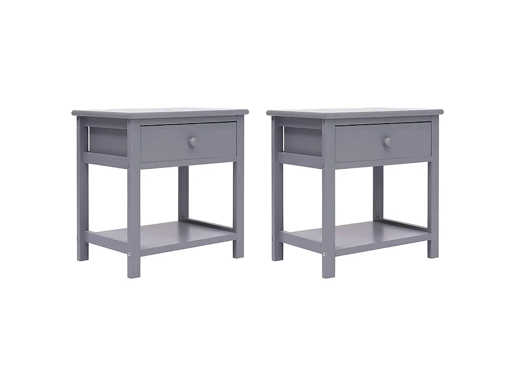 Mesas de cabeceira 40x29x42 cm 2 pcs madeira paulownia cinzento