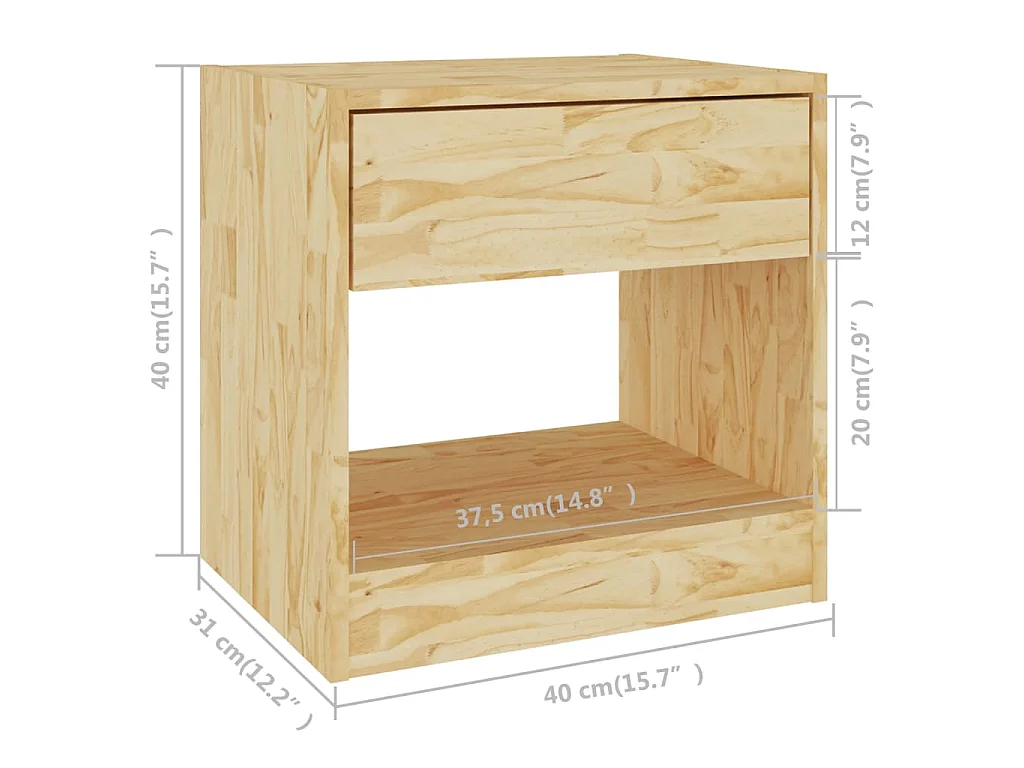 Tables de chevet 2 pcs 40x31x40 cm bois de pin massif