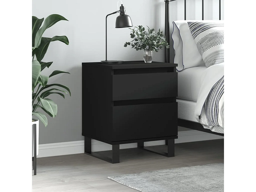 Comodino Nero 40x35x50 cm in Legno Multistrato