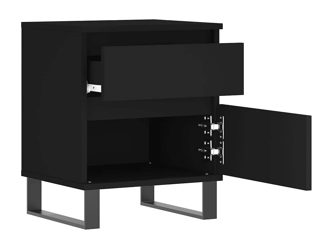 Comodino Nero 40x35x50 cm in Legno Multistrato