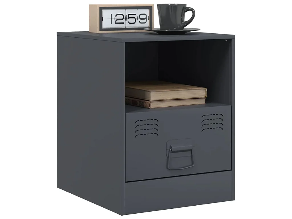 Comodino Antracite 34,5x39x44 cm in Acciaio