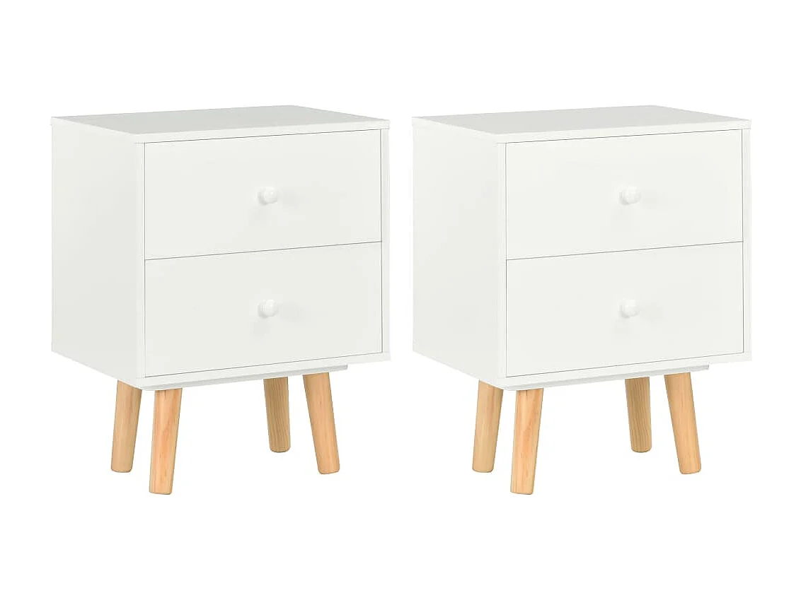 Nachtkastjes 2 st 40x30x50 cm massief grenenhout wit