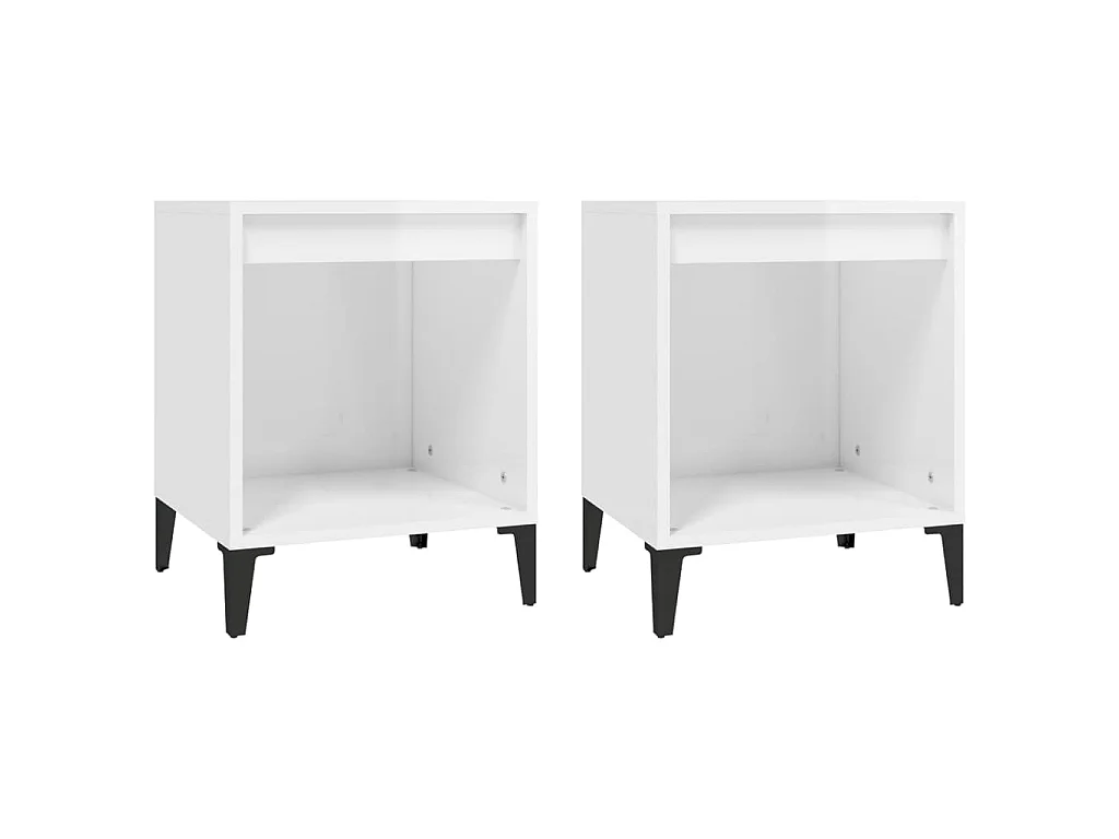 Tables de chevet 2 pcs Blanc brillant 40x35x50 cm