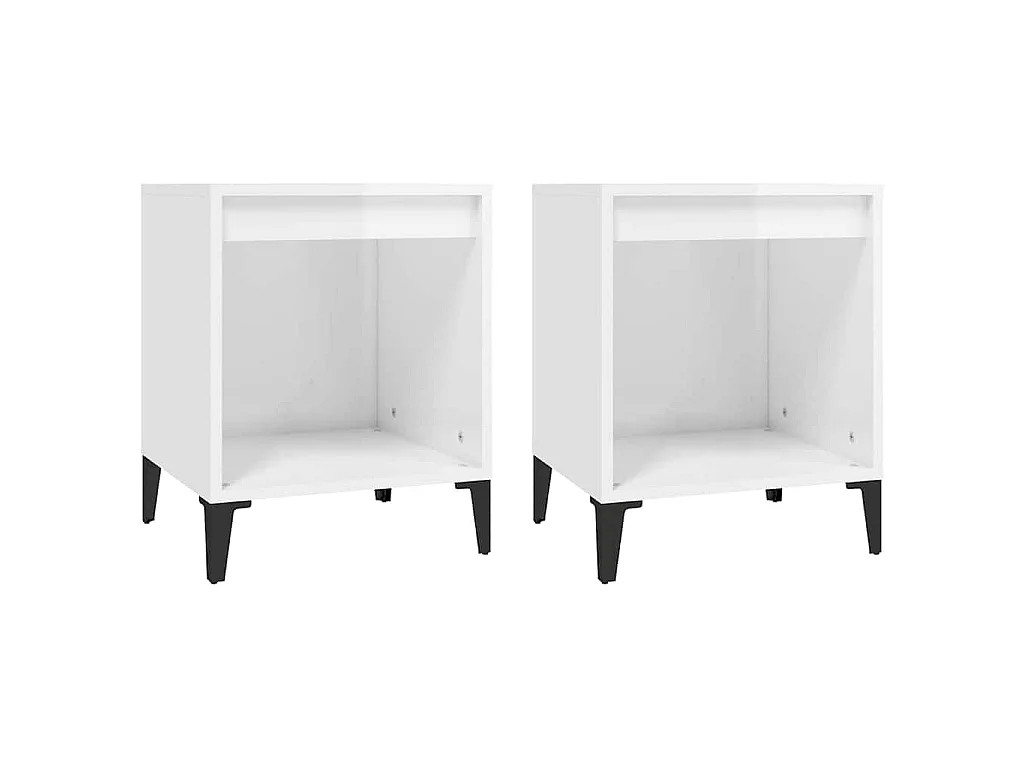 Tables de chevet 2 pcs Blanc brillant 40x35x50 cm