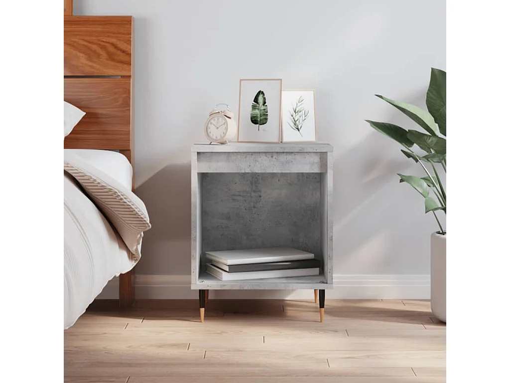 Mesita de noche madera de ingeniería gris hormigón 40x35x50 cm