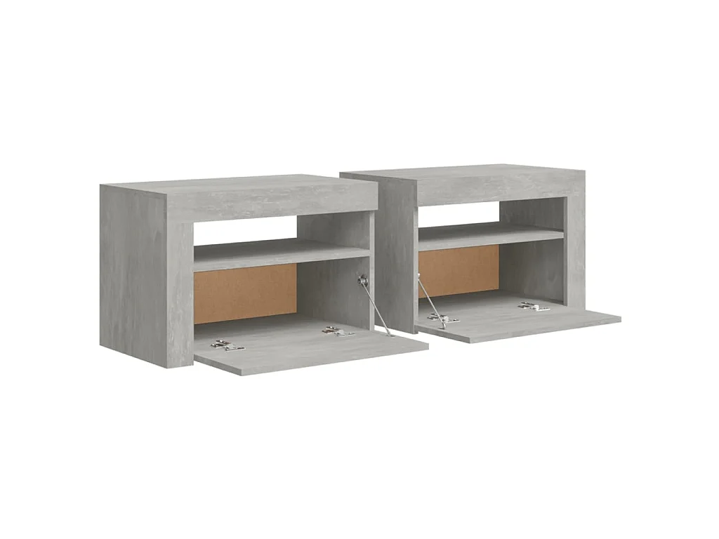 Nachttische 2 Stk. mit LEDs Betongrau 60x35x40 cm