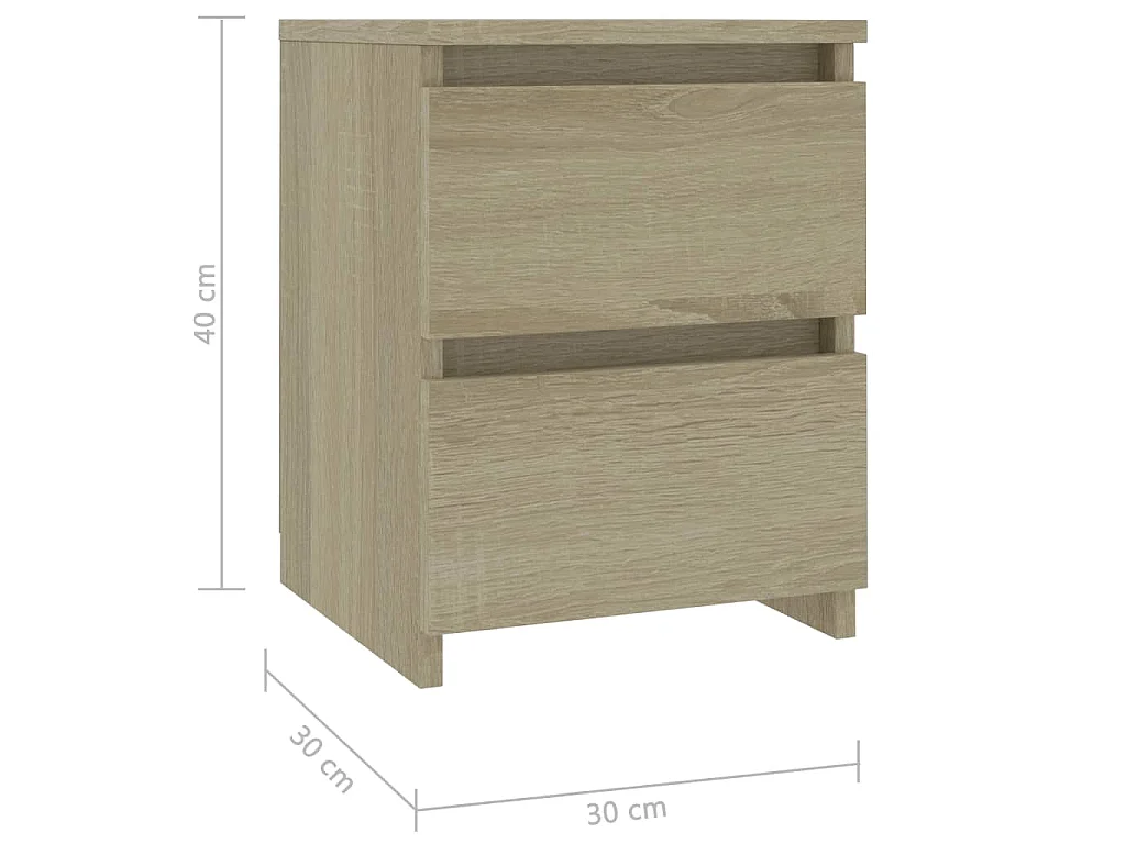 Tables de chevet 2 pcs Chêne sonoma 30x30x40 cm Bois ingénierie