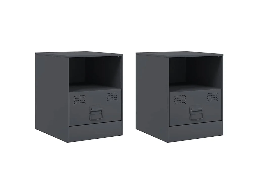 Mesas de cabeceira 2 pcs 34,5x39x44 cm aço antracite