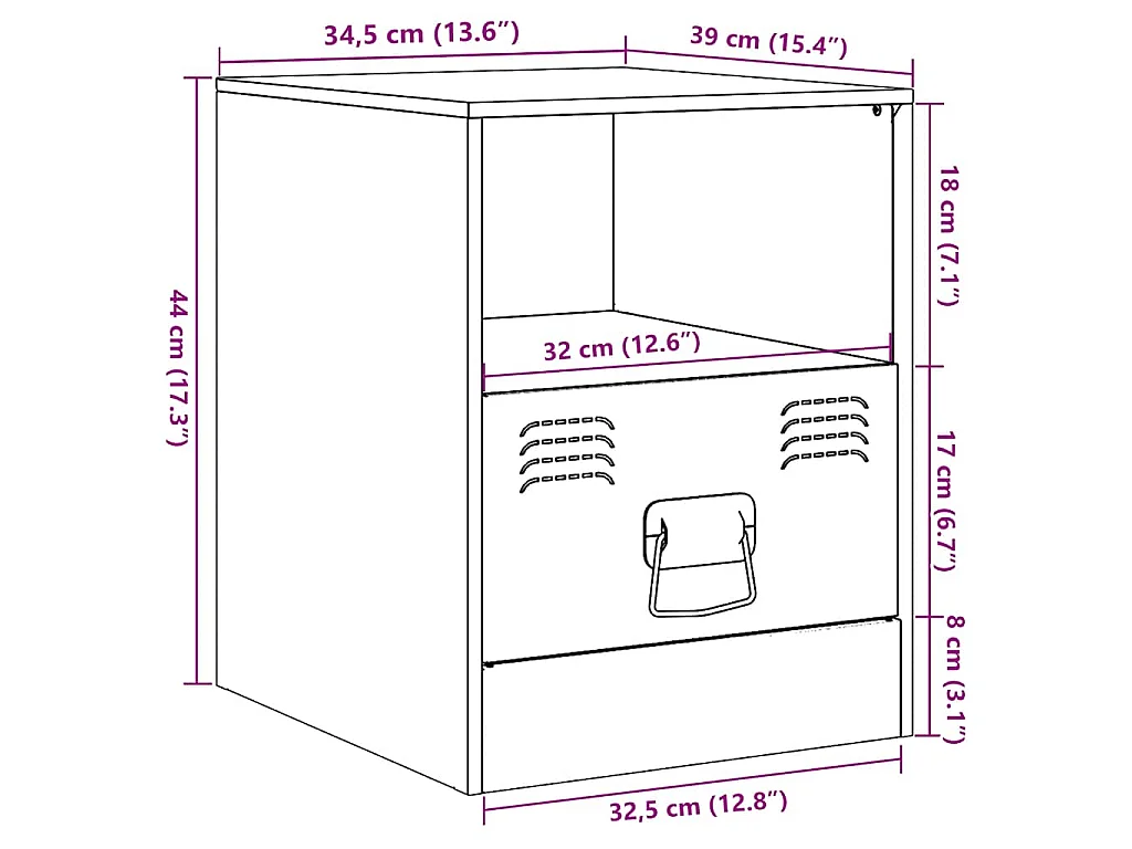 Mesas de cabeceira 2 pcs 34,5x39x44 cm aço antracite