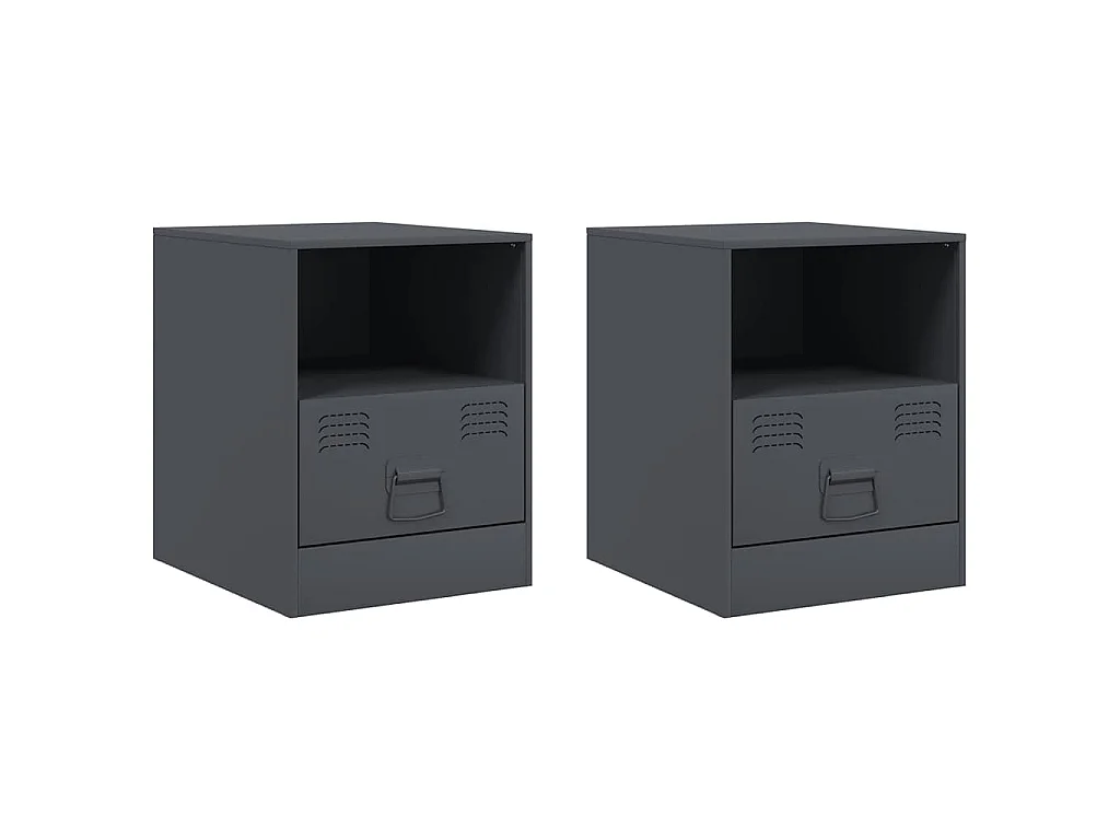 Tables de chevet 2 pcs anthracite 34,5x39x44 cm acier