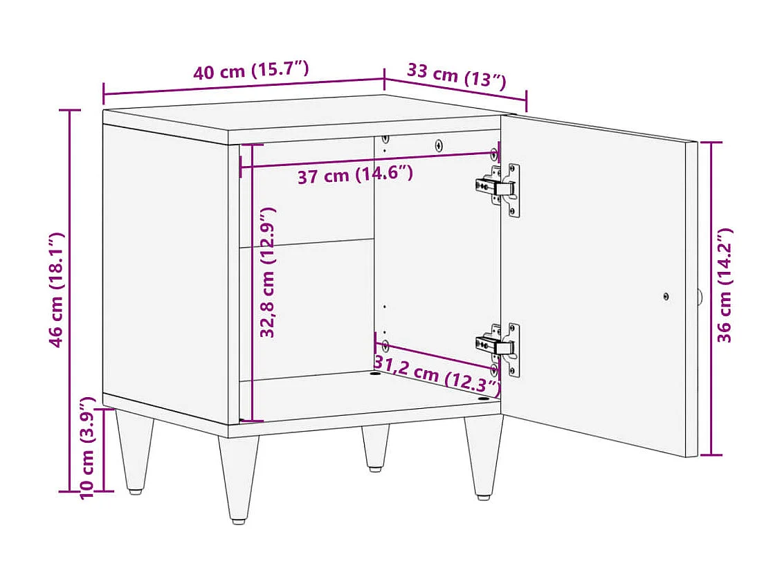 Nachttische 2 Stk. 40x33x46 cm Massivholz Mango