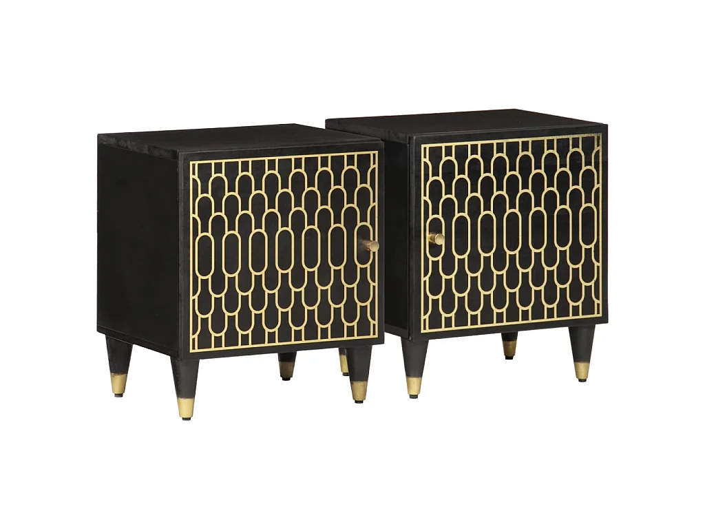 Comodini 2pz 40x33x46 cm in Legno Massello di Mango