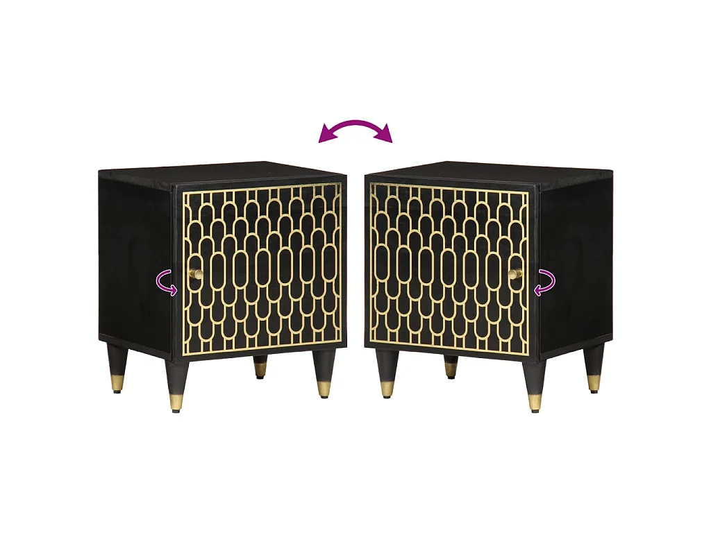 Comodini 2pz 40x33x46 cm in Legno Massello di Mango