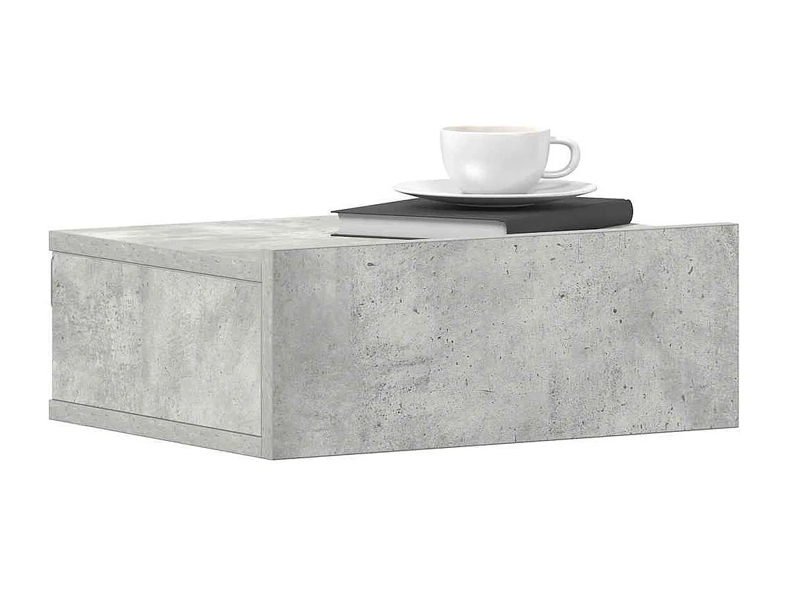 Table de chevet flottante Gris béton Bois d'ingénierie