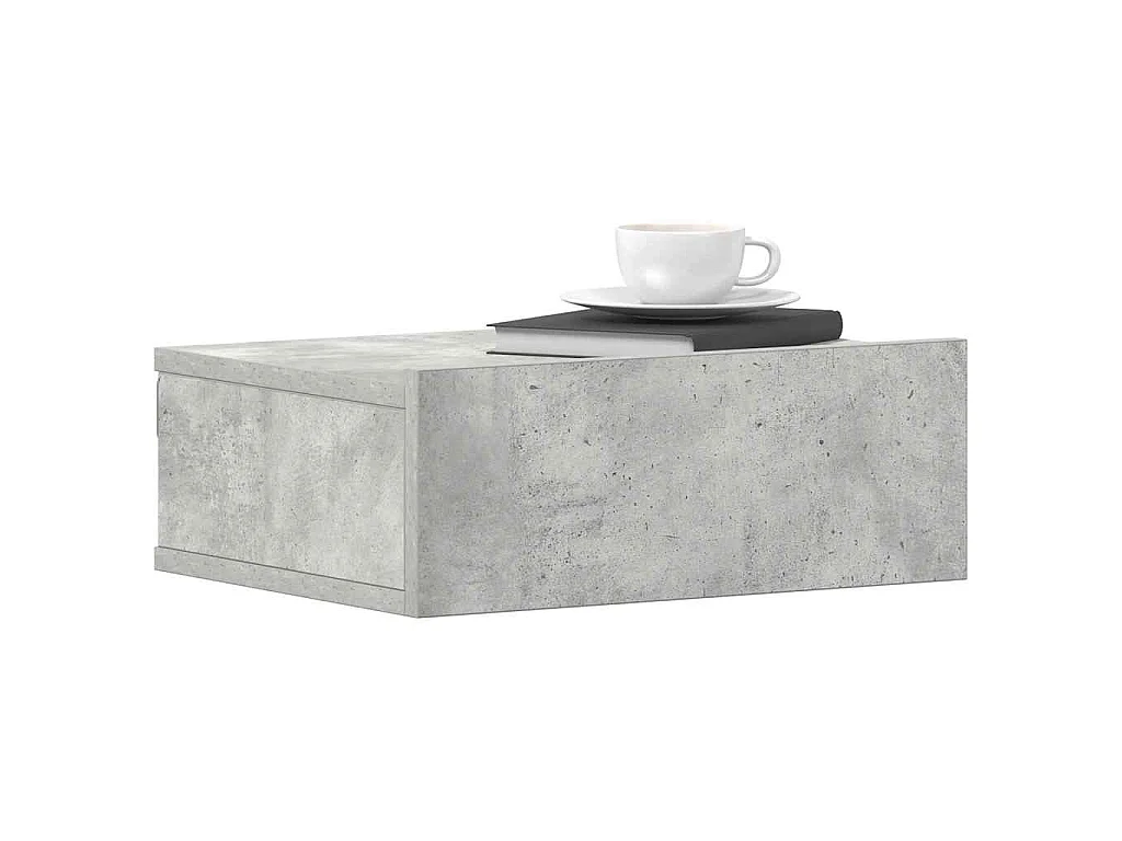 Comodino Pensile Grigio Cemento 40x30x15cm in Legno Multistrato