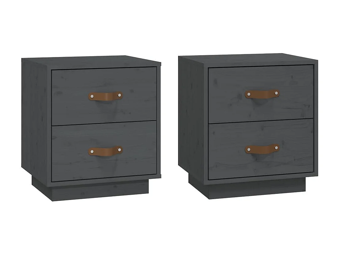   Tables de chevet 2 pcs Gris 40x34x45 cm Bois de pin massif