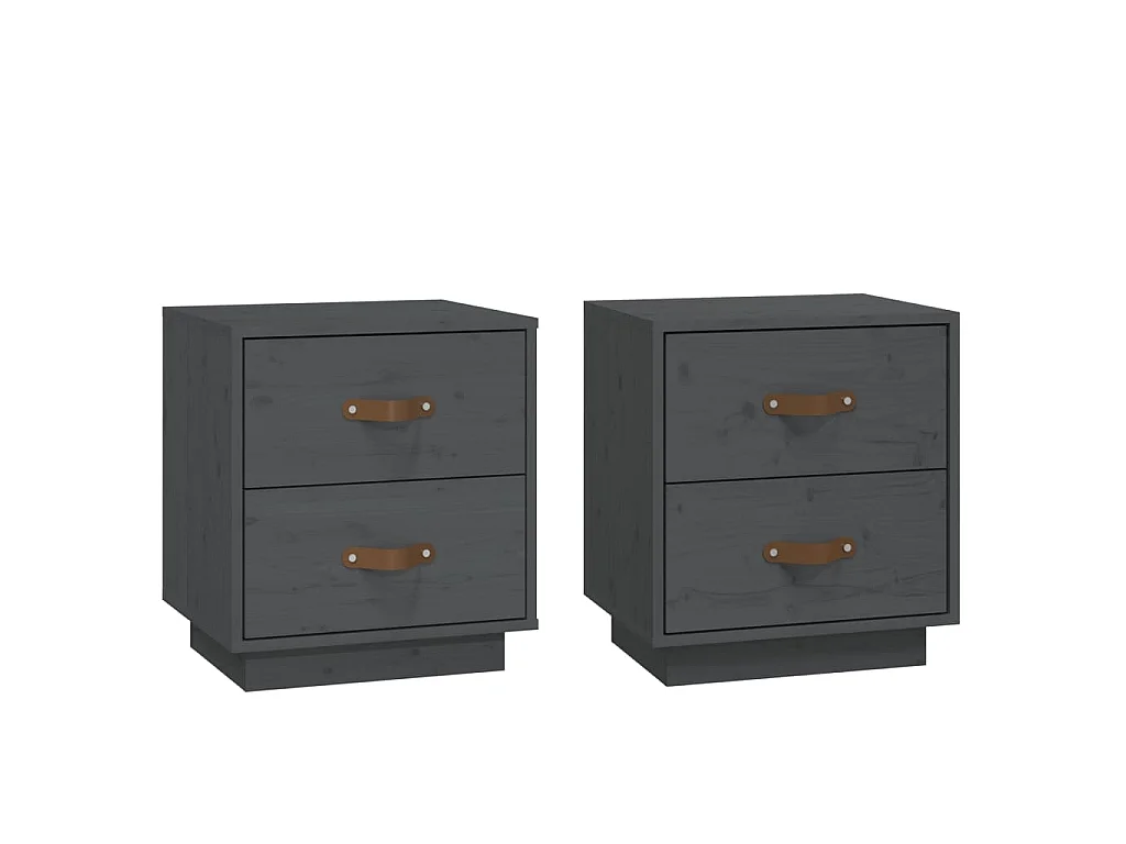   Nachtkastjes 2 st 40x34x45 cm massief grenenhout grijs