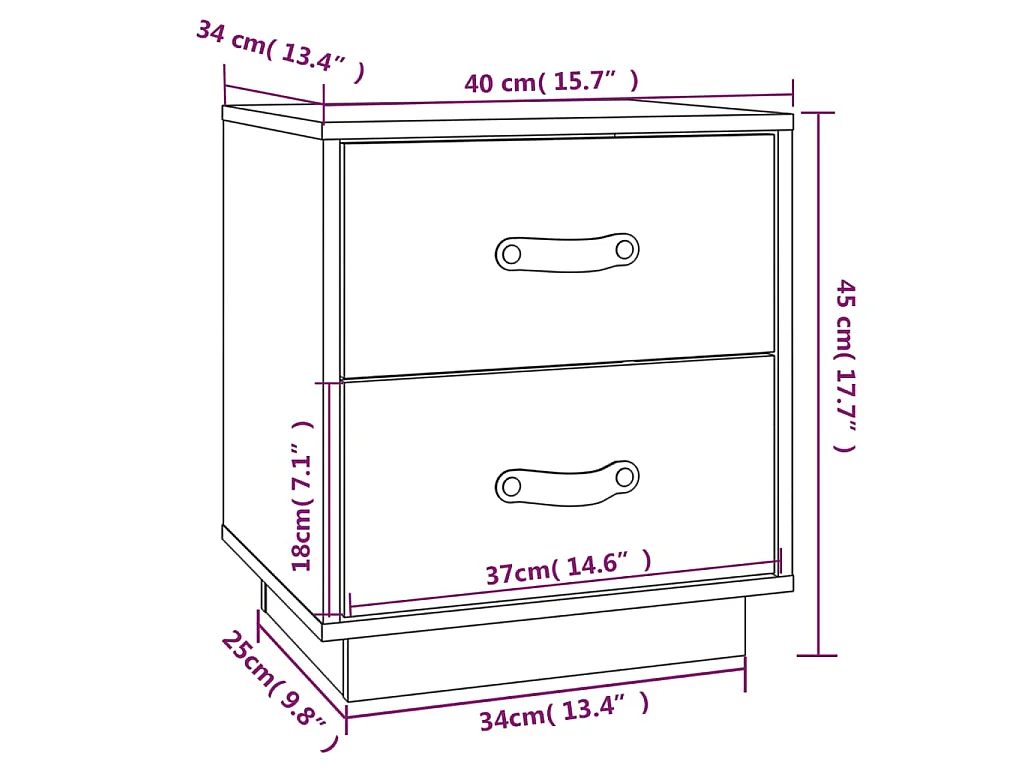  Nachtkastjes 2 st 40x34x45 cm massief grenenhout grijs