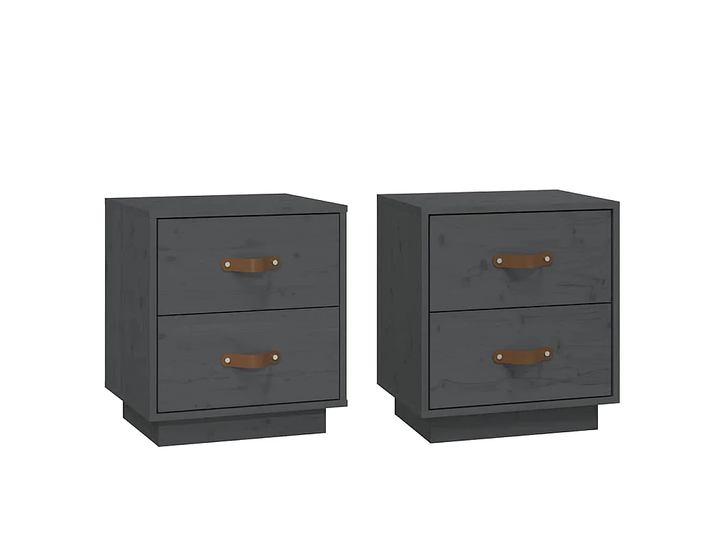 Mesas de cabeceira 2 pcs 40x34x45 cm pinho maciço cinza