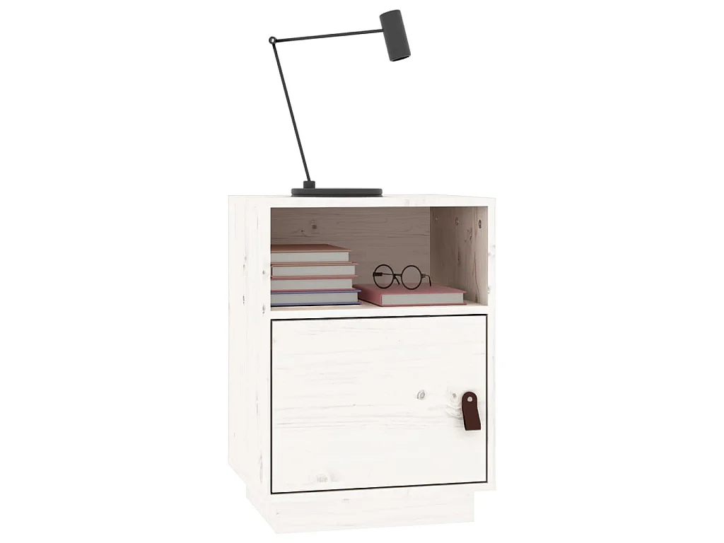 Mesa de cabeceira 40x34x55 cm madeira de pinho maciça branco