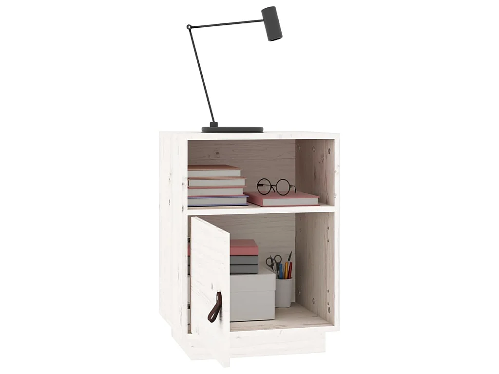 Mesa de cabeceira 40x34x55 cm madeira de pinho maciça branco