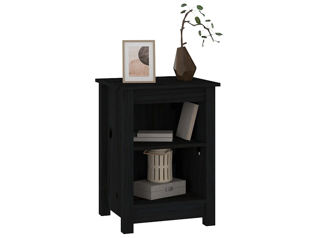 Mesas de cabeceira 2 pcs 40x35x55 cm pinho maciço preto