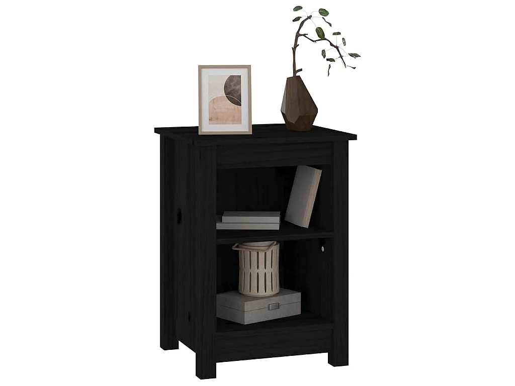 Mesas de cabeceira 2 pcs 40x35x55 cm pinho maciço preto