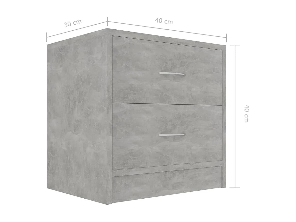 Nachttische 2 Stk. Betongrau 40x30x40 cm Holzwerkstoff