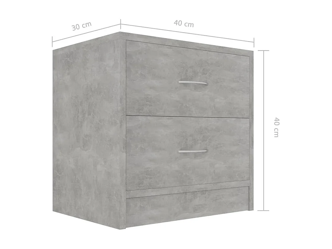 Tables de chevet 2 pcs Gris béton 40x30x40 cm Bois d'ingénierie