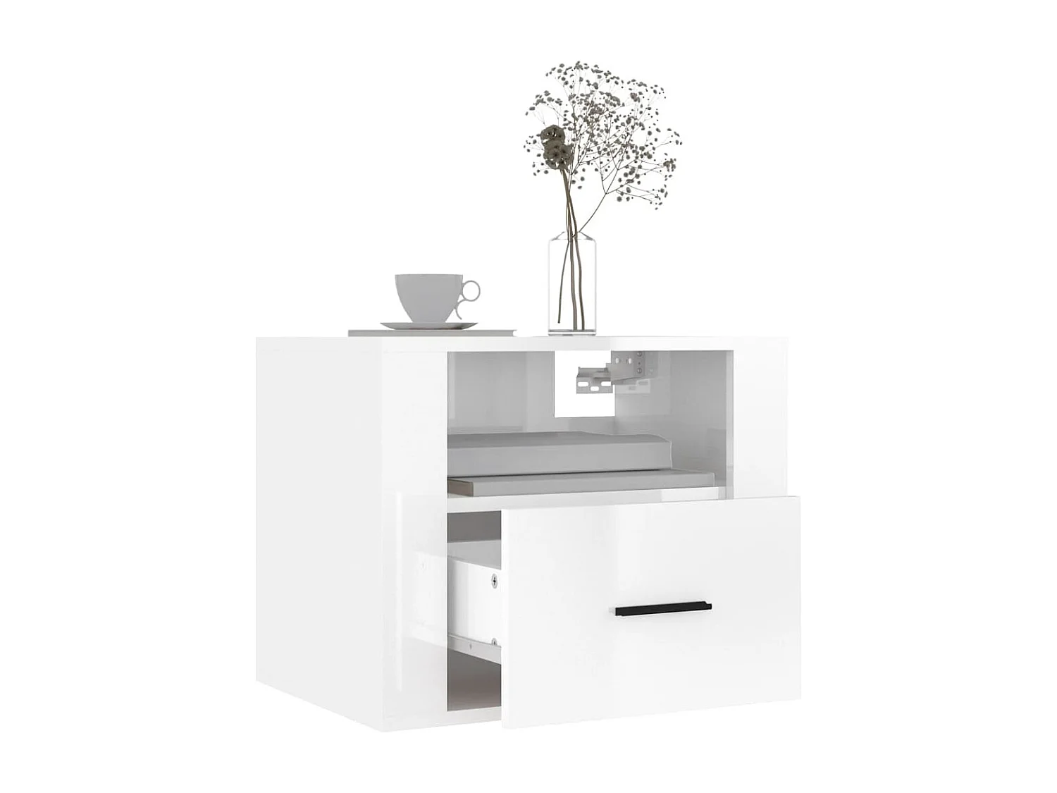 Tables de chevet murales 2 pcs Blanc brillant 50x36x40 cm