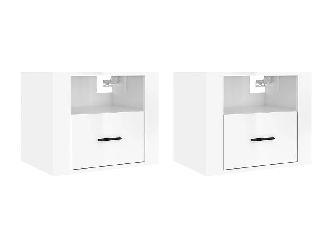 Nachtkastjes 2 st wandgemonteerd 50x36x40 cm hoogglans wit
