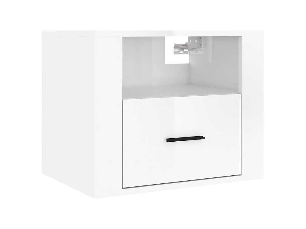Tables de chevet murales 2 pcs Blanc brillant 50x36x40 cm