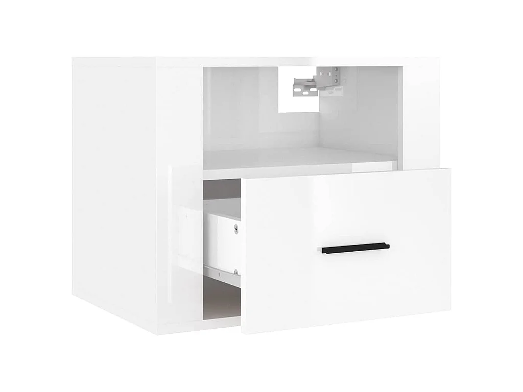 Tables de chevet murales 2 pcs Blanc brillant 50x36x40 cm