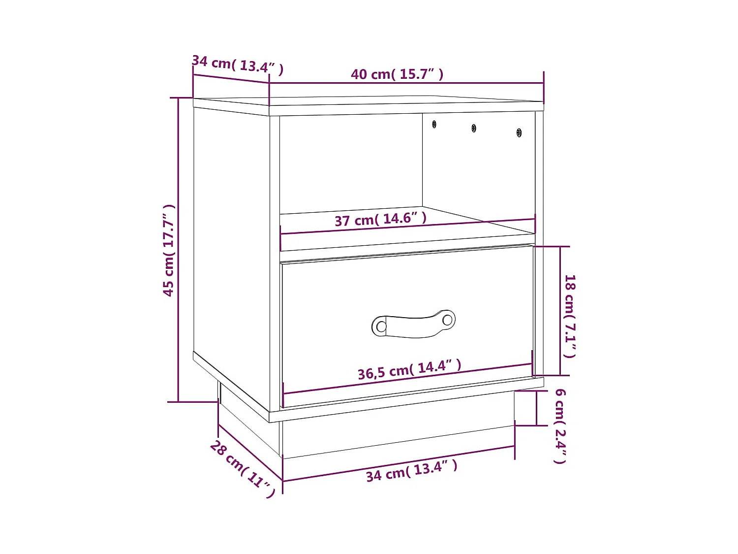 Nachttische 2 Stk. Schwarz 40x34x45 cm Massivholz Kiefer