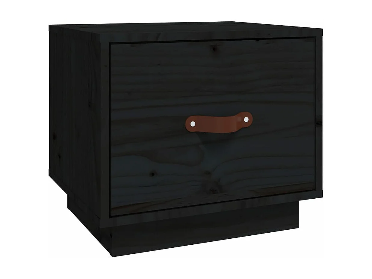Table de chevet Noir 40x34x35 cm Bois de pin solide