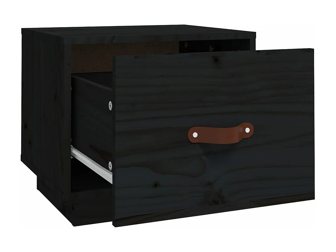 Table de chevet Noir 40x34x35 cm Bois de pin solide
