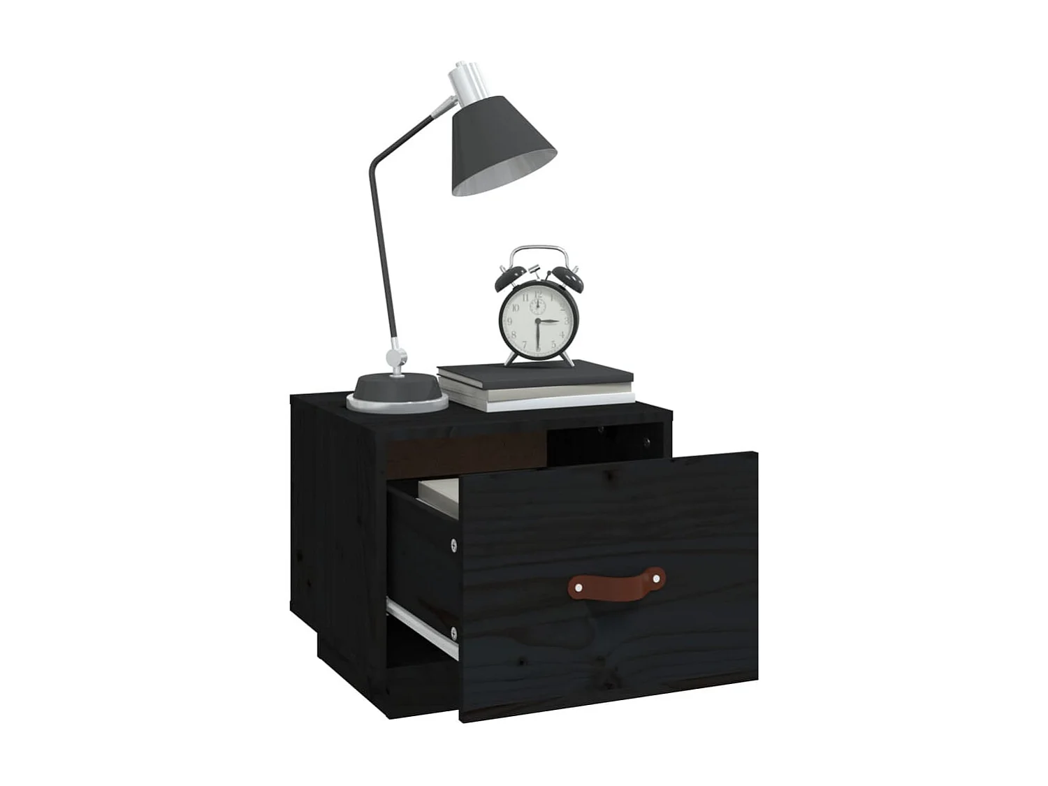 Table de chevet Noir 40x34x35 cm Bois de pin solide