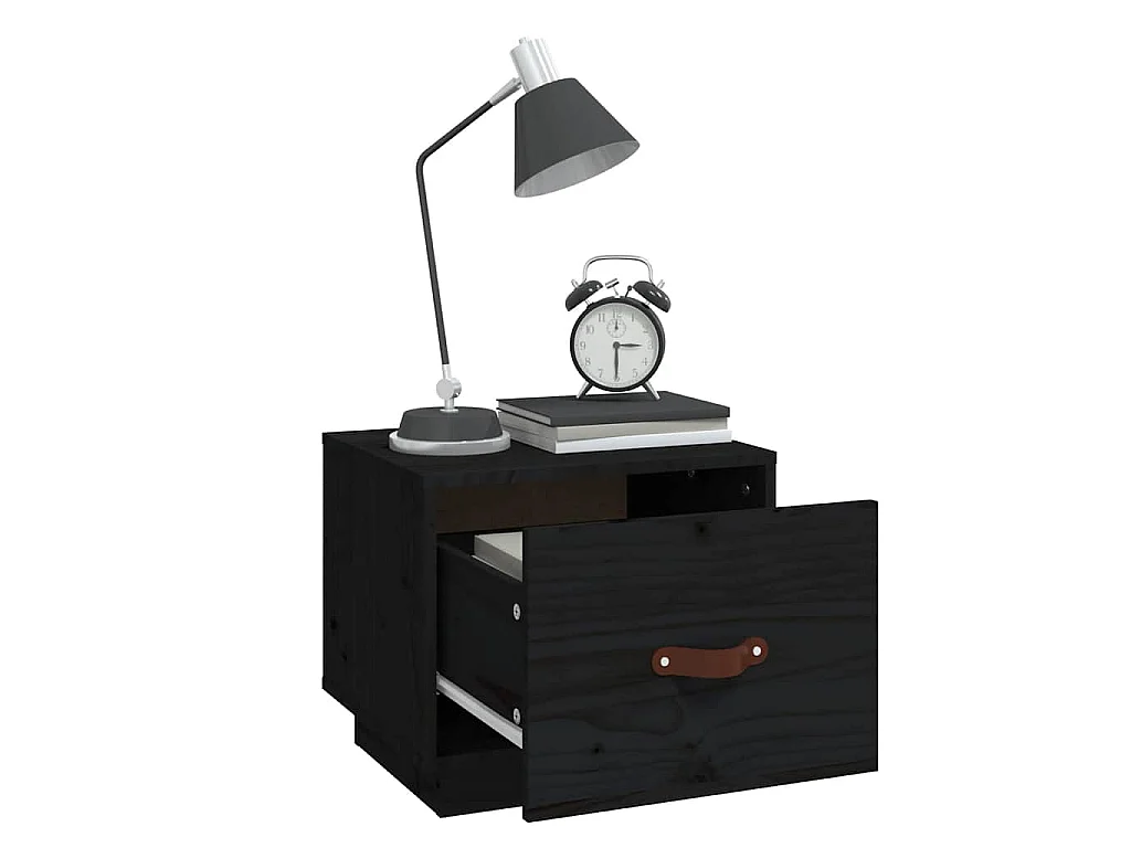 Table de chevet Noir 40x34x35 cm Bois de pin solide