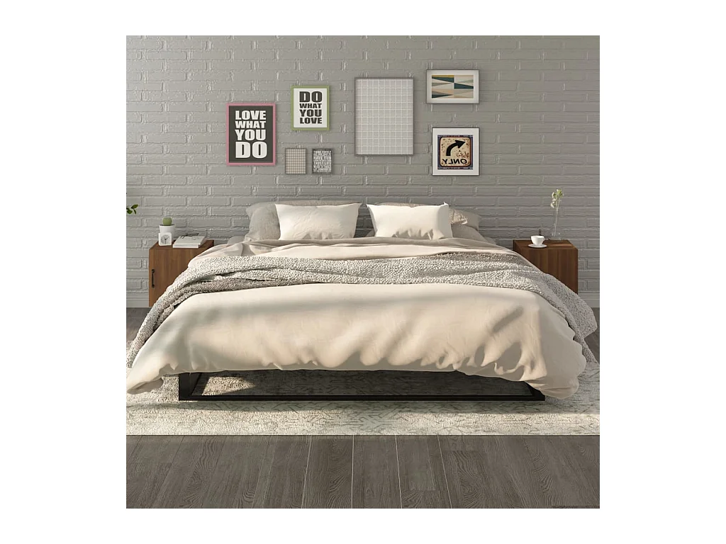 Comodini 2 pz Rovere Marrone in Legno Multistrato