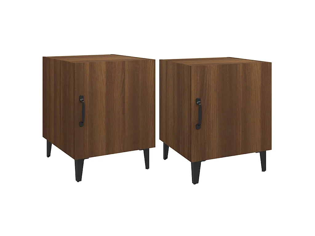 Comodini 2 pz Rovere Marrone in Legno Multistrato