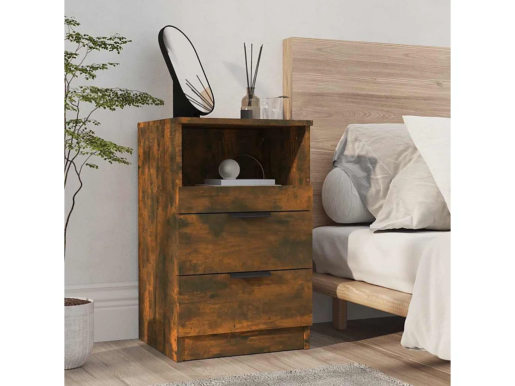 Tables de chevet 2 pcs Chêne fumé Bois d'ingénierie