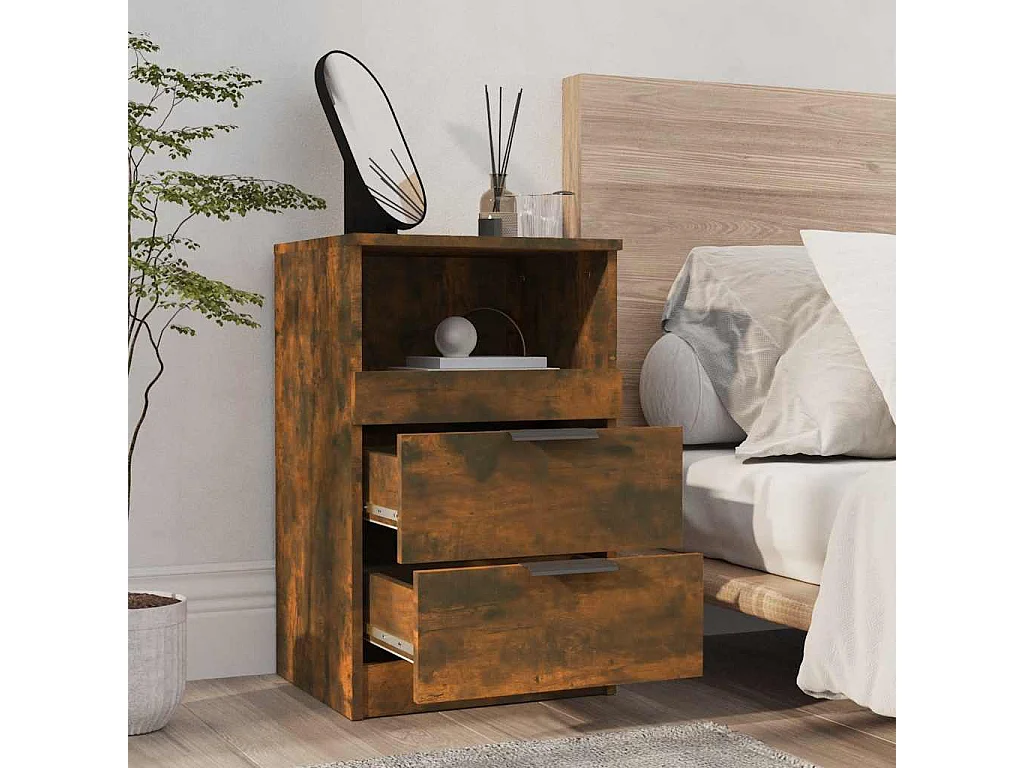 Tables de chevet 2 pcs Chêne fumé Bois d'ingénierie