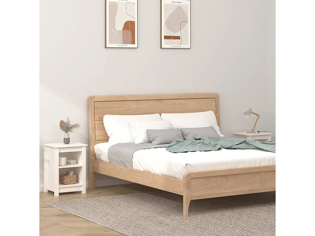 Tables de chevet 2 pcs Blanc 40x35x55 cm Bois de pin solide