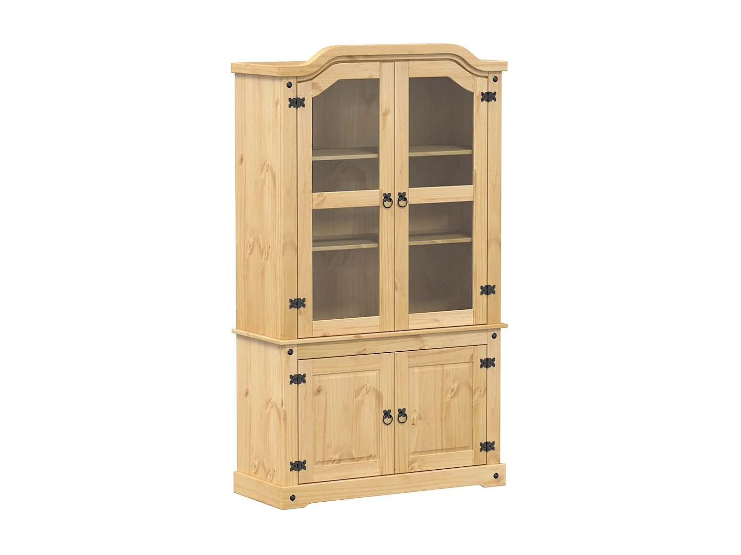 Armario con vitrina Corona madera maciza pino 103,5x42x180 cm