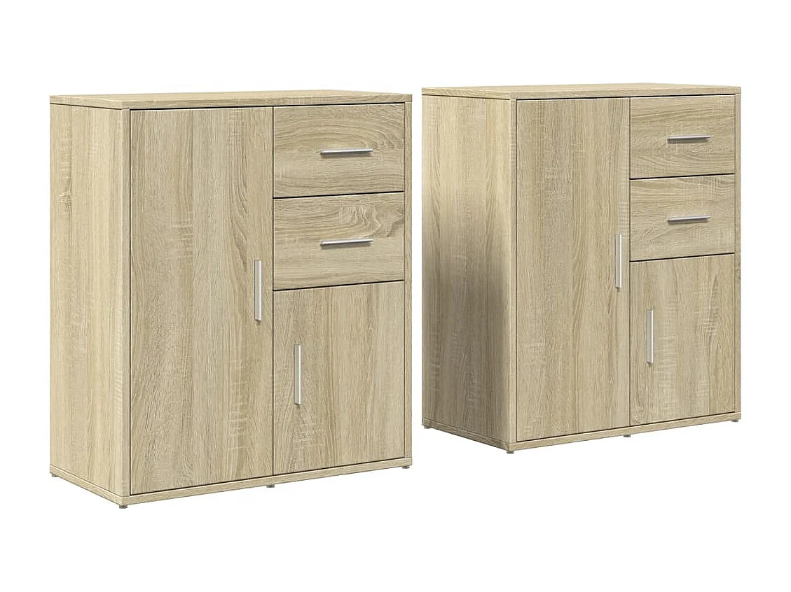 Dressoirs 2 st 60x31x70 cm bewerkt hout sonoma eikenkleurig