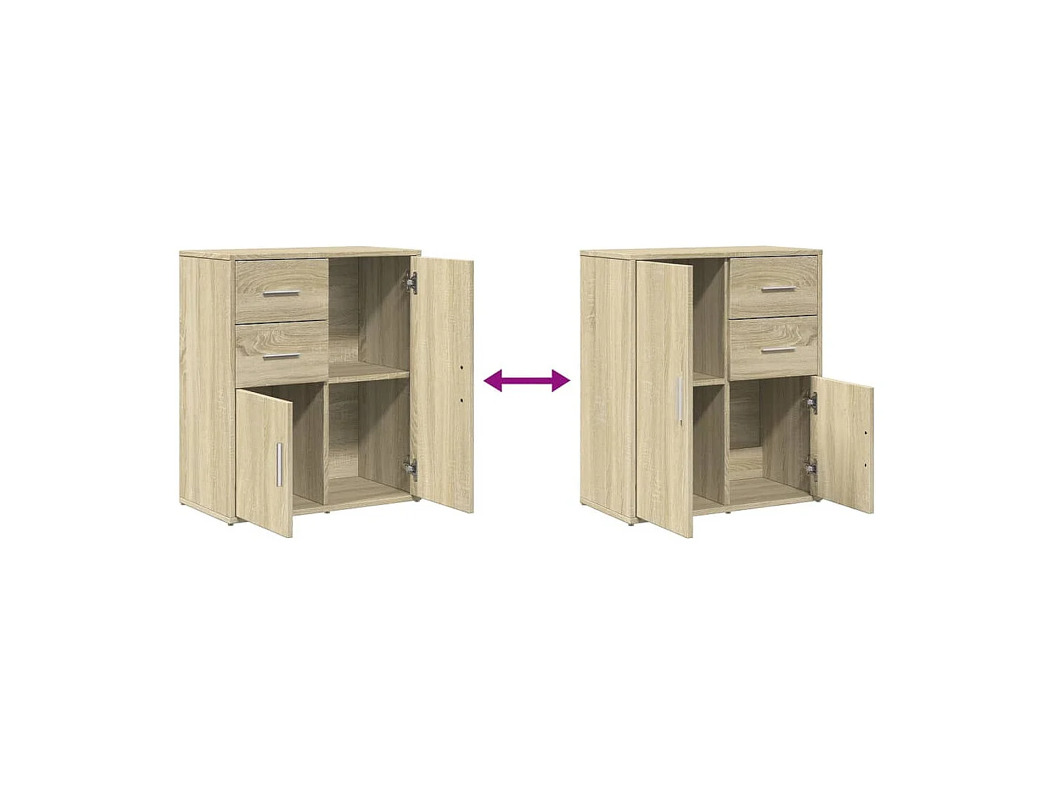 Dressoirs 2 st 60x31x70 cm bewerkt hout sonoma eikenkleurig