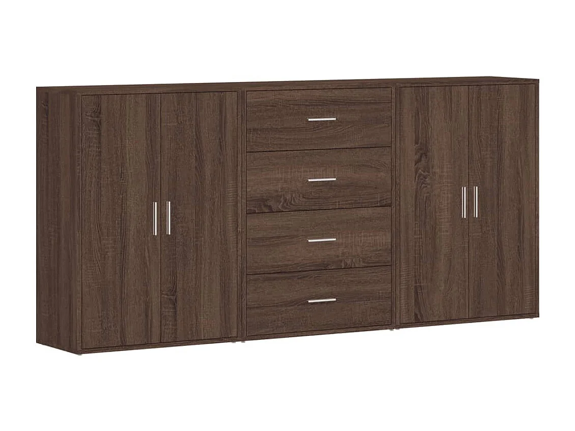 Dressoirs 3 st 60x31x84 cm bewerkt hout bruin eikenkleurig