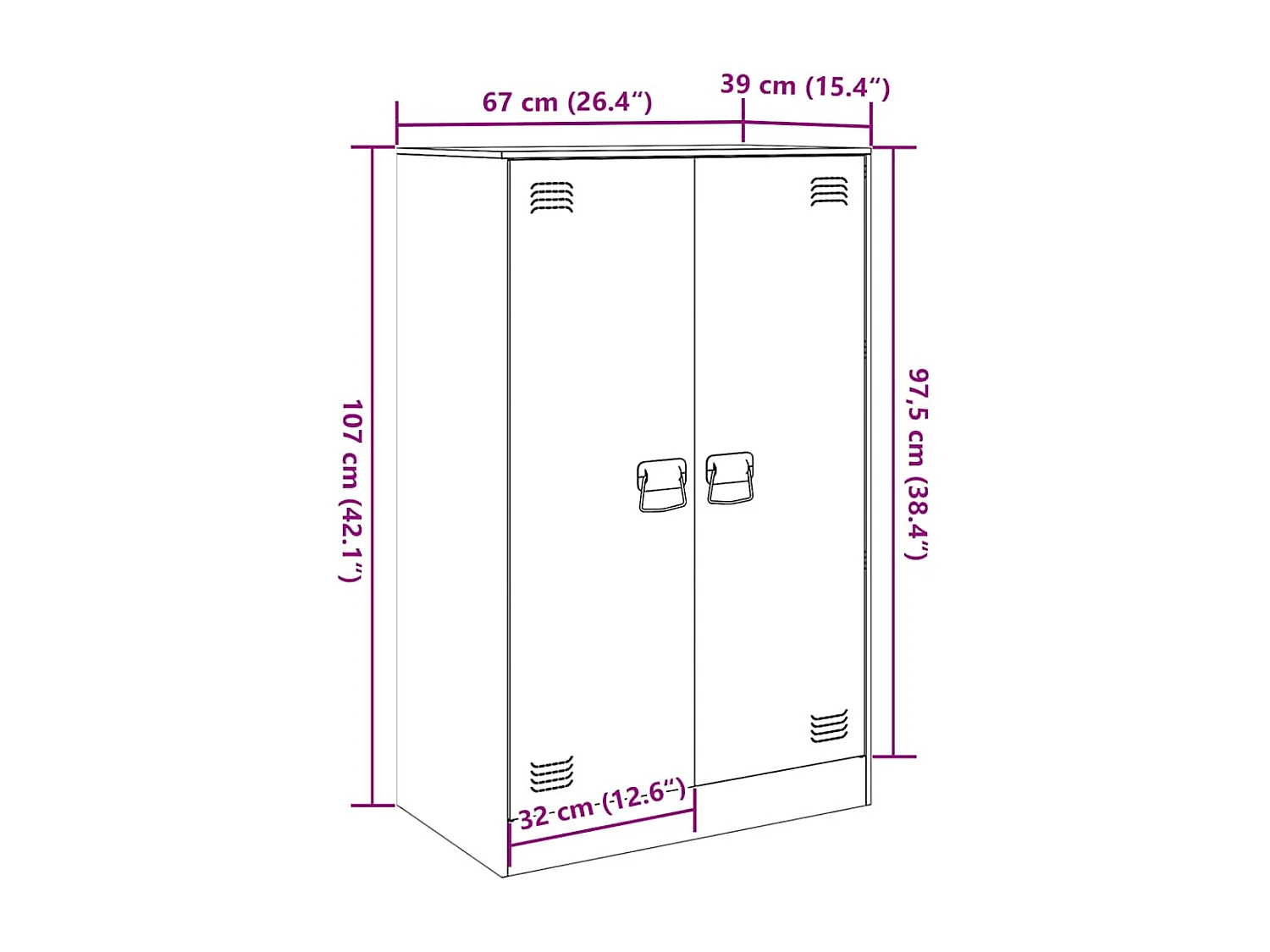Credenza Antracite 67x39x107 cm in Acciaio